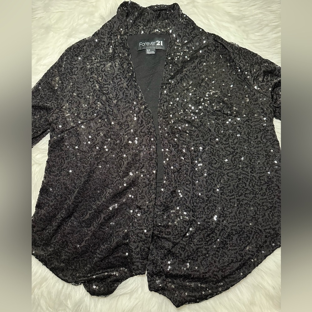 Black Sequin Cardigan- Size Small